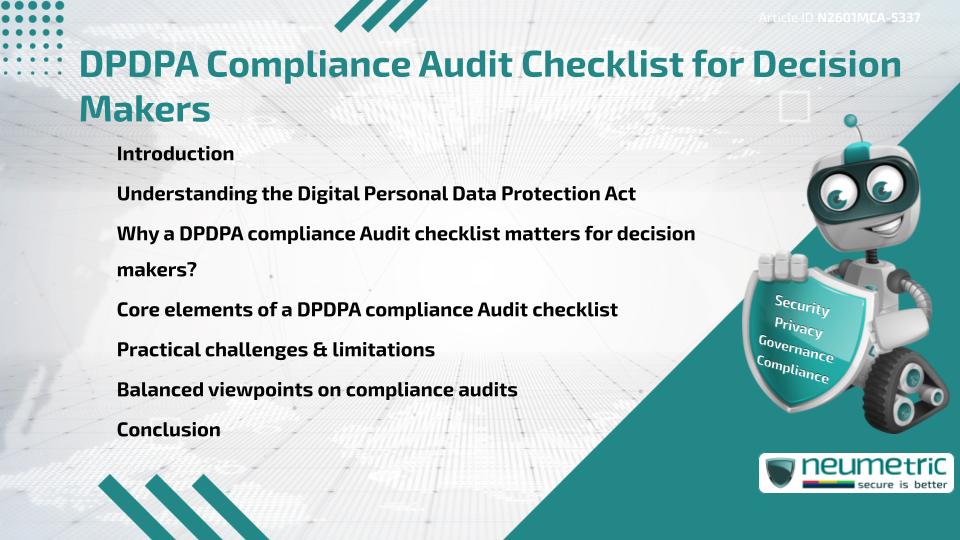 DPDPA Compliance Audit Checklist for Decision Makers