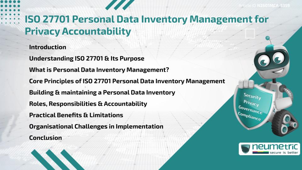 ISO 27701 Personal Data Inventory Management for Privacy Accountability