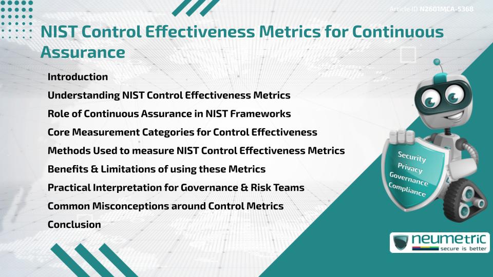 NIST Control Effectiveness Metrics for Continuous Assurance
