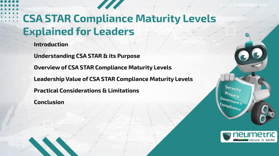 CSA STAR Compliance Maturity Levels Explained for Leaders