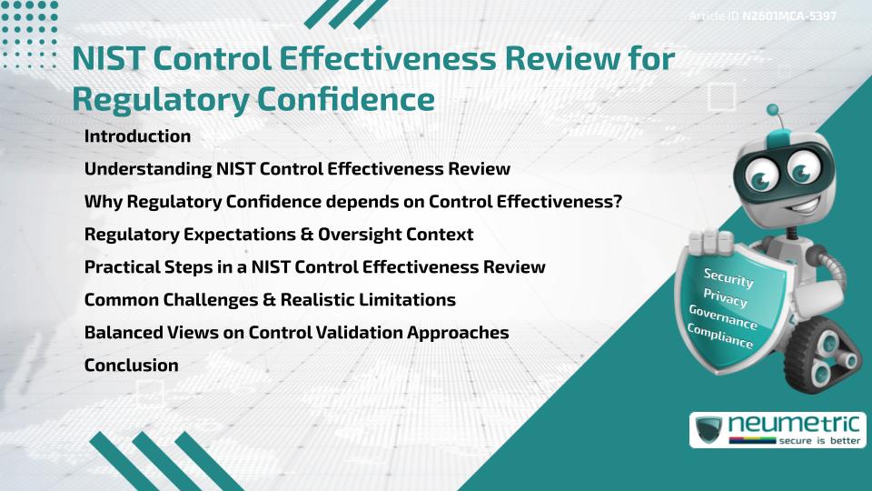 NIST Control Effectiveness Review for Regulatory Confidence