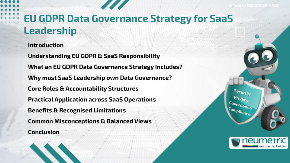 EU GDPR Data Governance Strategy for SaaS Leadership