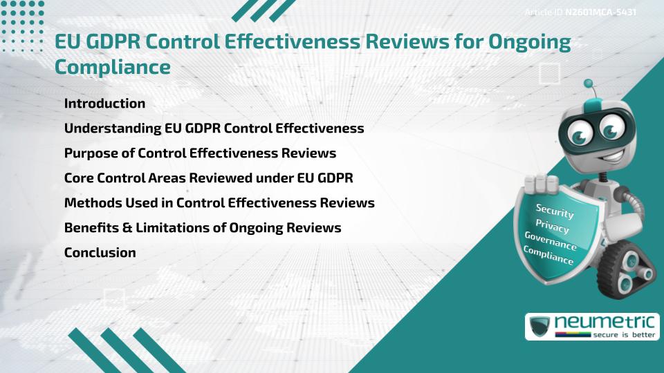 EU GDPR Control Effectiveness Reviews for Ongoing Compliance