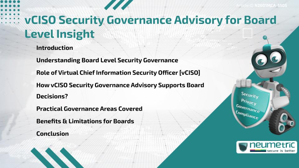 vCISO Security Governance Advisory for Board Level Insight