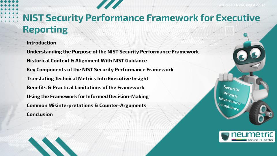 NIST Security Performance Framework for Executive Reporting