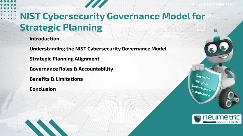 NIST Cybersecurity Governance Model for Strategic Planning