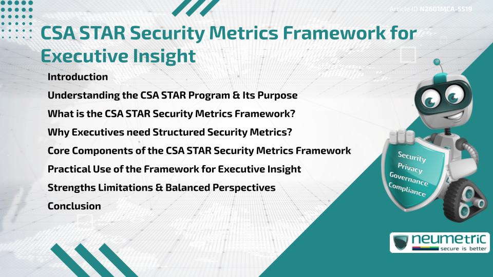 CSA STAR Security Metrics Framework for Executive Insight