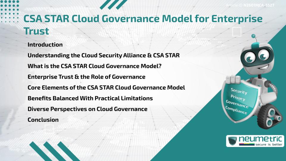 CSA STAR Cloud Governance Model for Enterprise Trust