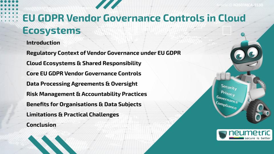 EU GDPR Vendor Governance Controls in Cloud Ecosystems