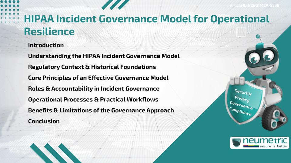 HIPAA Incident Governance Model for Operational Resilience