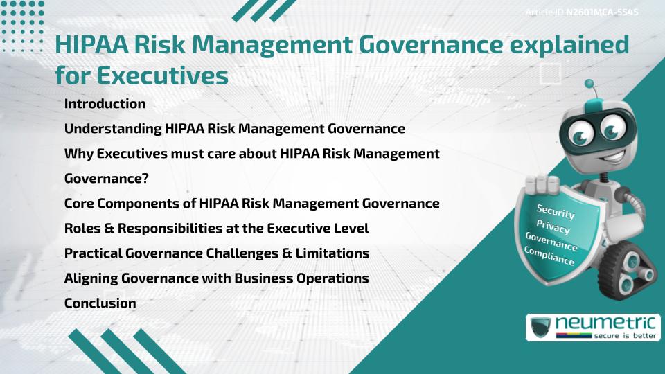 HIPAA Risk Management Governance explained for Executives