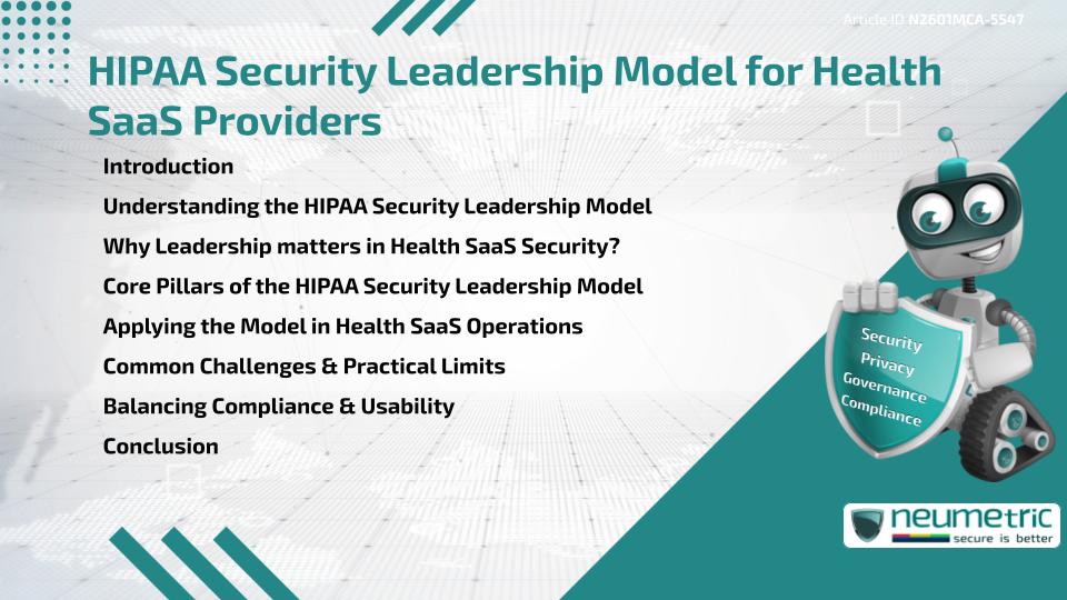 HIPAA Security Leadership Model for Health SaaS Providers