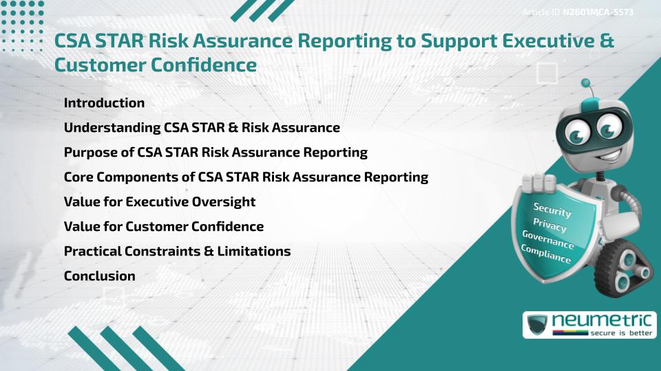 CSA STAR Risk Assurance Reporting to Support Executive & Customer Confidence