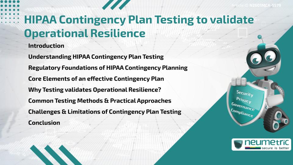 HIPAA Contingency Plan Testing to validate Operational Resilience