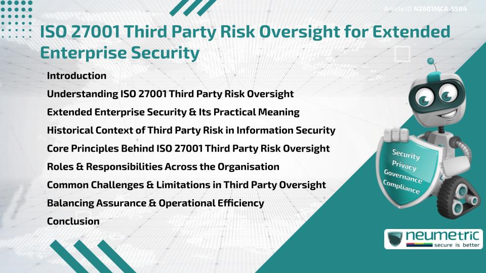 ISO 27001 Third Party Risk Oversight for Extended Enterprise Security