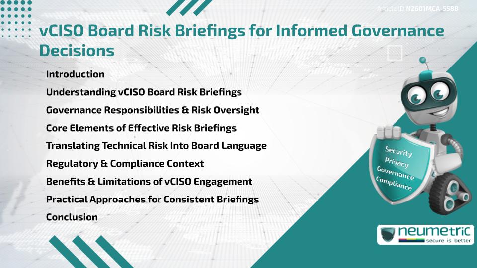 vCISO Board Risk Briefings for Informed Governance Decisions