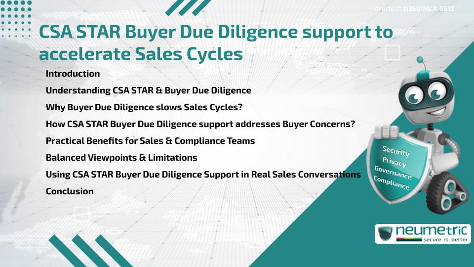 CSA STAR Buyer Due Diligence Support to accelerate Sales Cycles