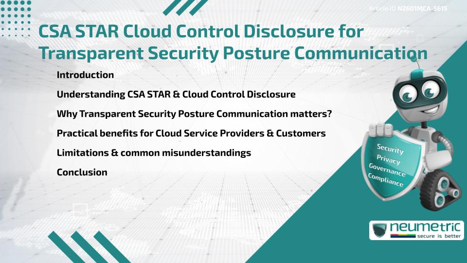 CSA STAR Cloud Control Disclosure for Transparent Security Posture Communication