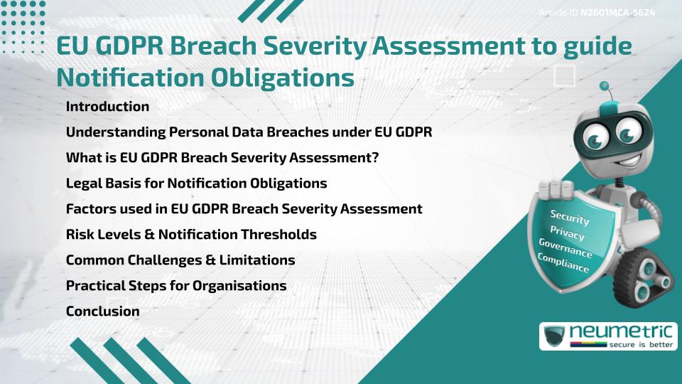 EU GDPR Breach Severity Assessment to guide Notification Obligations